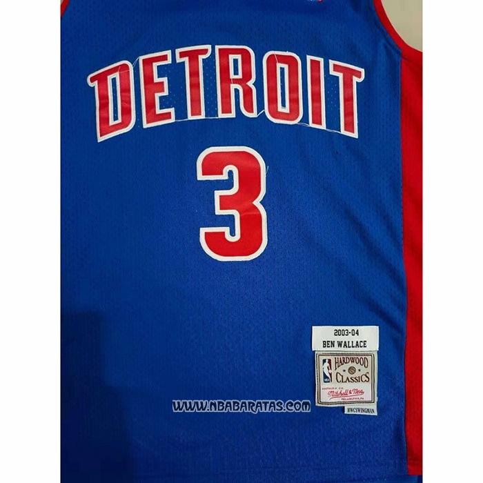 Camiseta Detroit Pistons Ben Wallace #3 Mitchell & Ness 2003-04 Azul